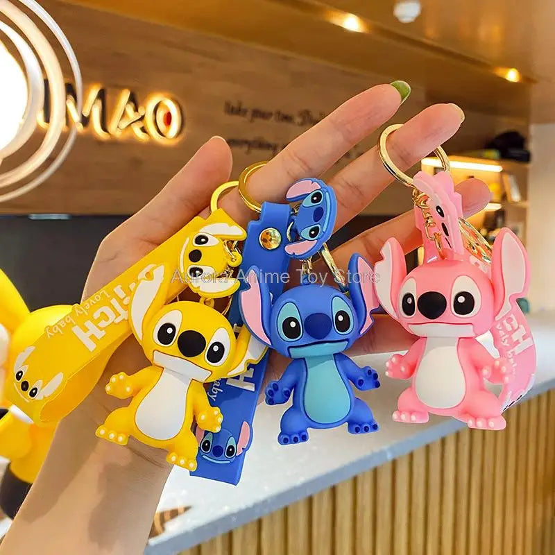 New Anime Disney Keychain Cartoon Mickey Mouse Minnie Lilo & Stitch Cute Doll Keyring Ornament Key Chain Pendant Kids Toys Gifts SuperFye WJ275B5 SuperFye