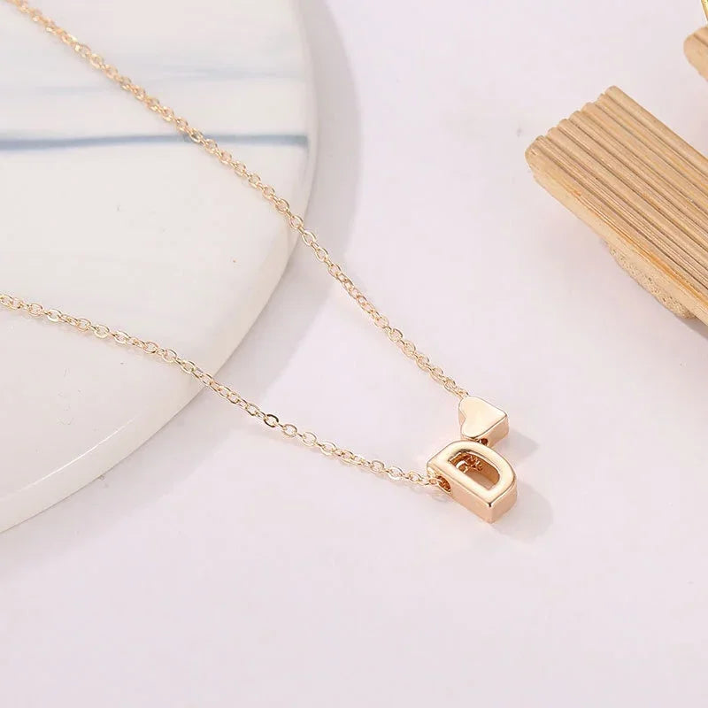 SUMENG Fashion Tiny Heart Dainty Initial Necklace Gold Silver Color Letter Name Choker For Women Pendant Jewelry Gift SuperFye R / Silver SuperFye