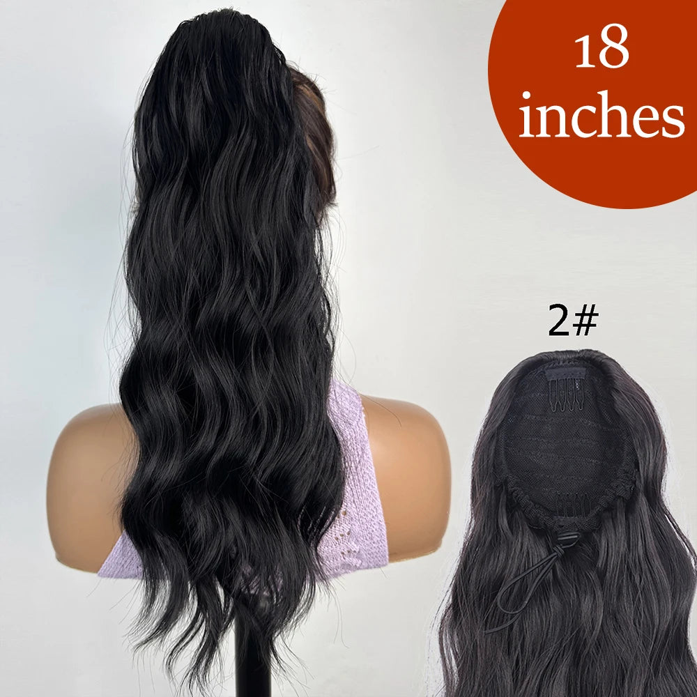 Synthetic Long Straight Claw Clip On Ponytail Hair Extensions 24Inch Heat Resistant Pony Tail Hair piece For Women Daily Party