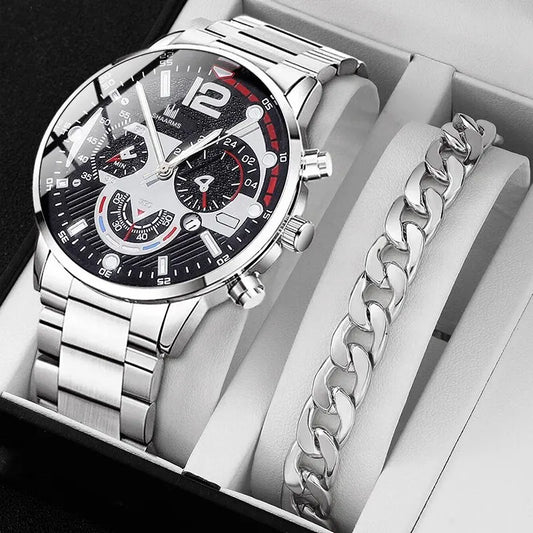 Luxury Brand Men Business Watch Stainless Steel Calendar Big Dial Watches for Men Fashion Sports Casual Quartz Wristwatch Clock SuperFye Silver SuperFye