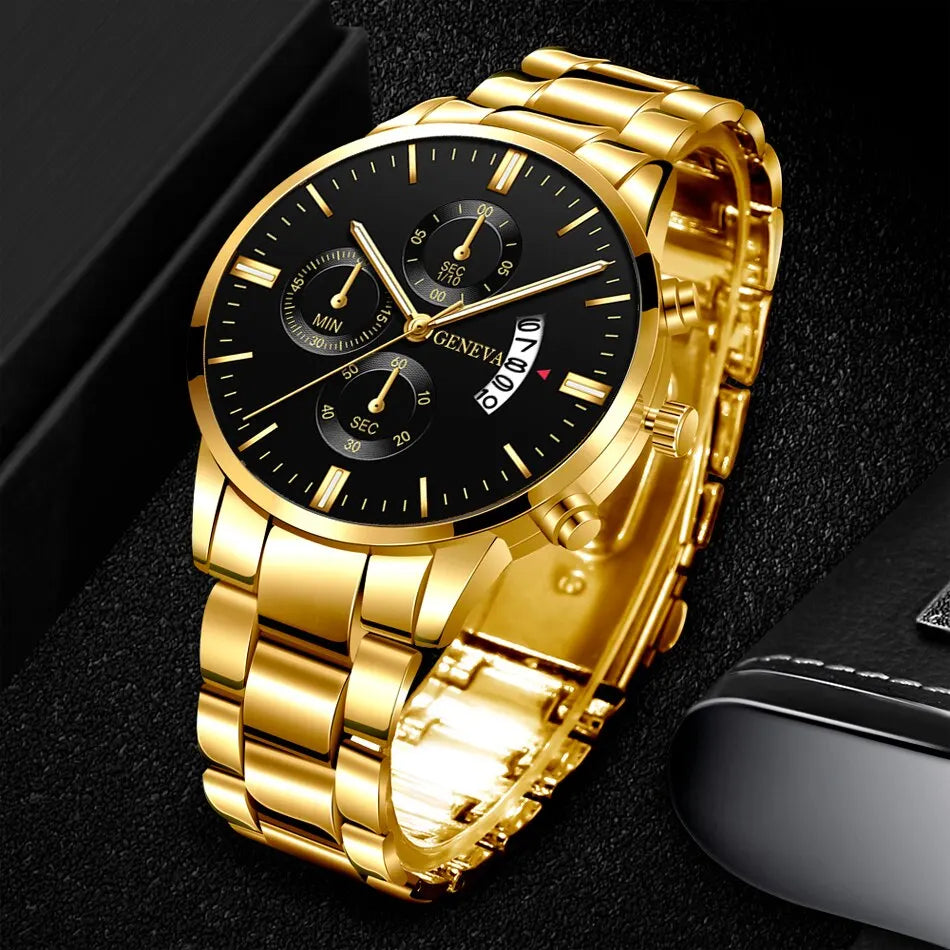 Fashion Men Stainless Steel Watch Luxury Calendar Quartz Wrist Watch Mens Business Watches for Man Clock Montre Homme SuperFye C SuperFye