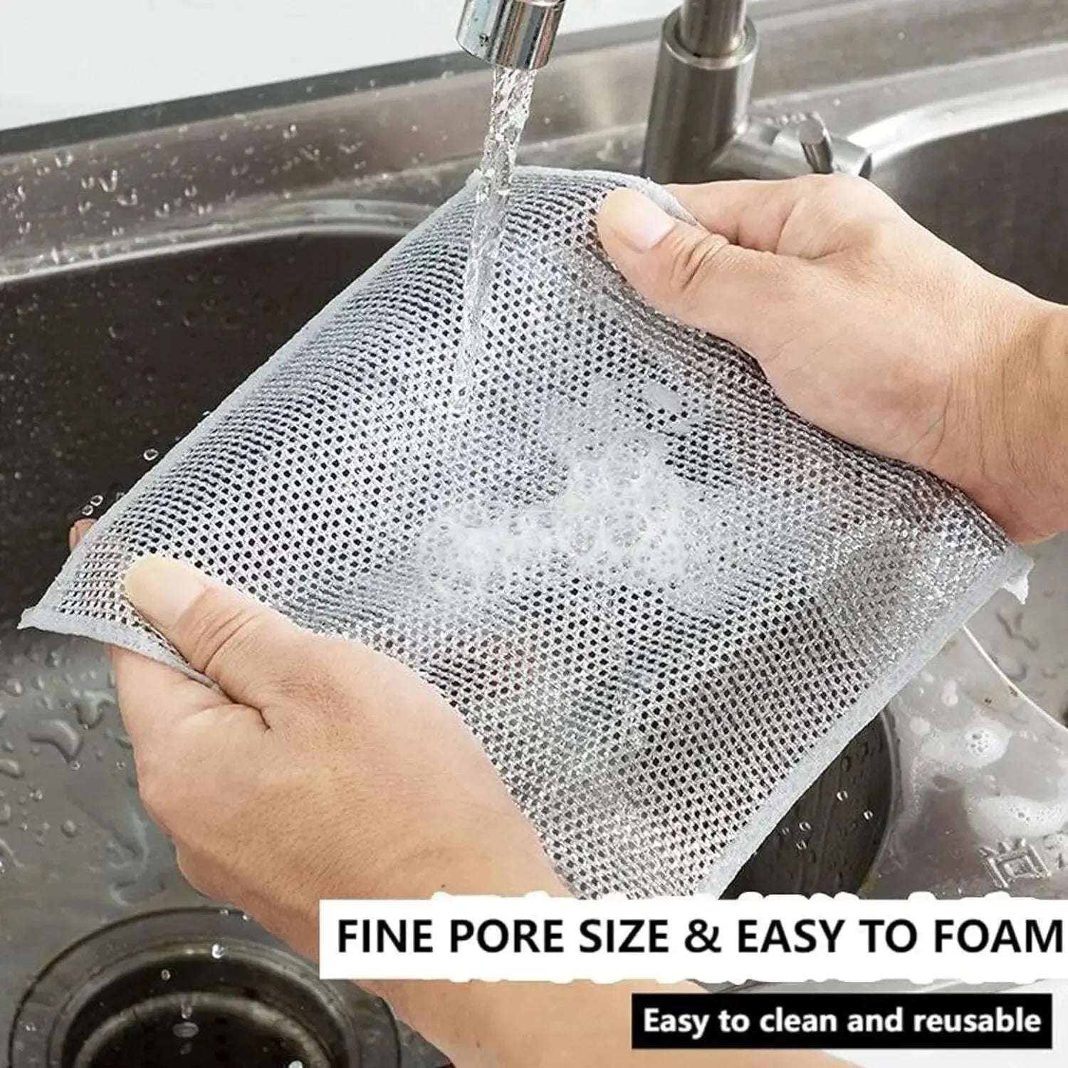 10pcs Magic Dishcloth Silver Wire Cleaning Kitchen Cloth Thickened Microfiber Wash Towel Built-in Sponge Steel Wire Ball Rag SuperFye 10PCs SuperFye