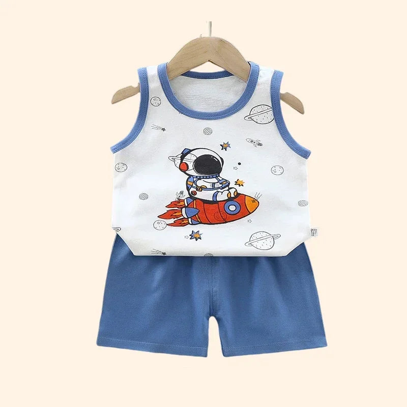 Children Sets Kids Clothes Boys Girls Vest Suit Summer Children's Clothing baby Cotton T-Shirts Shorts Tank Top Sleeveless SuperFye Style 1 / 9M SuperFye