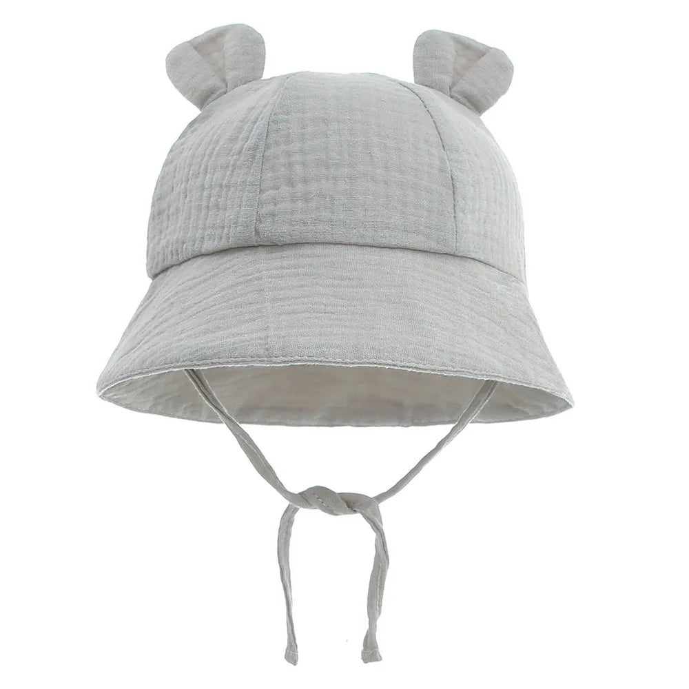 Soft Cotton Baby Sun Hat With Ears Cute Bunny Newborn Boys Girls Bucket Hat Summer Kids Toddler Panama Cap 0 to 12 Months