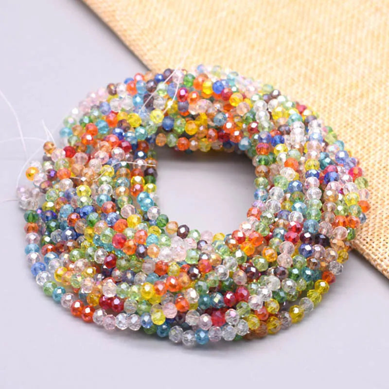 Yanqi 2 3 4mm Rondell Austria Faceted Crystal Beads Round Glass Beads Loose Spacer Beads for Jewelry Making DIY SuperFye K021 / 2mm-Approx 155pcs SuperFye