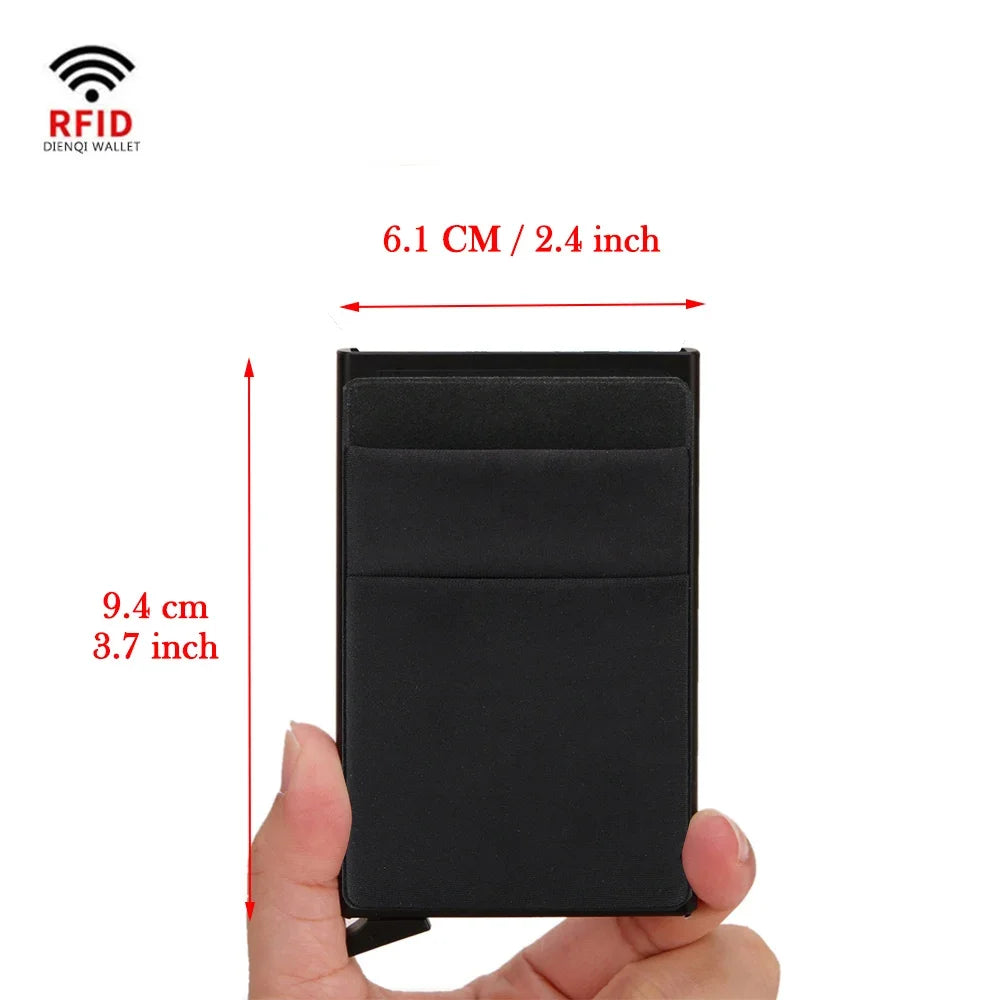 Rfid Credit Card Holder Wallet Metal Thin Slim Bank Card Case Men Women Pop Up Minimalist Wallet Small Black Purse Metal Vallet SuperFye Red SuperFye