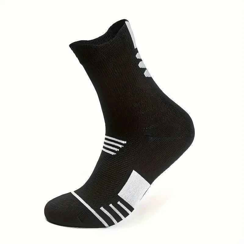 3 Pairs Men's Comfort Fit Cushion Performance Athletic Crew Socks For Outdoor Sports SuperFye 3 Pairs Black / Single code SuperFye