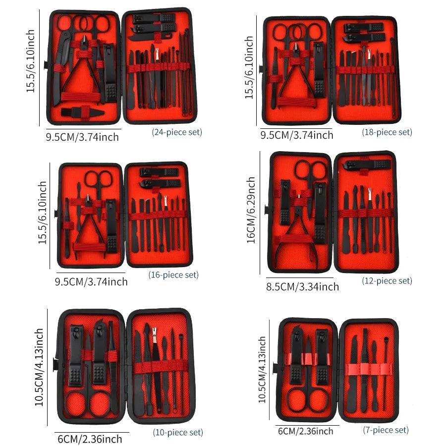 Nail Clipper Set Set Convenient Beauty Tools Nail Clipper Manicure Nail Trimmer Pedicure Knife Ear Peeling Knife Nail Manicure T SuperFye Black 10-piece set SuperFye