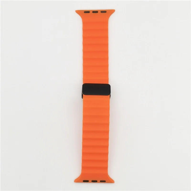 Magnetic Buckle Strap For Apple Watch Band Ultra 2 49mm 45mm 44mm 40mm 41mm 38 42mm Silicone Bracelet iWatch Series 7 6 3 se 8 9 SuperFye Orange / 38mm 40mm 41mm SuperFye