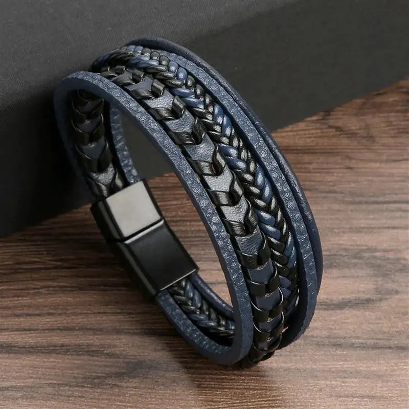 Classic Men's Leather Bracelet New Style Hand-woven Multi-layer Combination Accessory Fashion Man Jewelry Wholesale Dropshipping SuperFye E3 / 23cm SuperFye