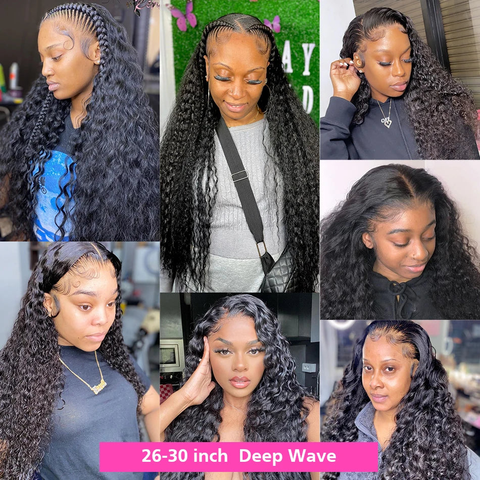 40Inch Deep Wave Frontal Wig Transparent 13x4 13x6 HD Lace Frontal Human Hair Wigs Curly Human Hair Lace Frontal Wigs For Women SuperFye france / 8inches / 13x6 HD Lace Wig|180 Density SuperFye