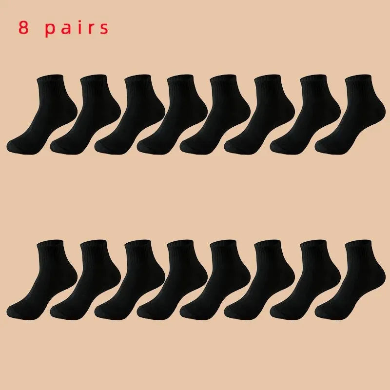 3/5/8/20 pairs of men's and women's Christmas socks, autumn and winter coral fleece casual warm mid tube socks, fashionable SuperFye Black 8 pairs / EU 37-44 SuperFye