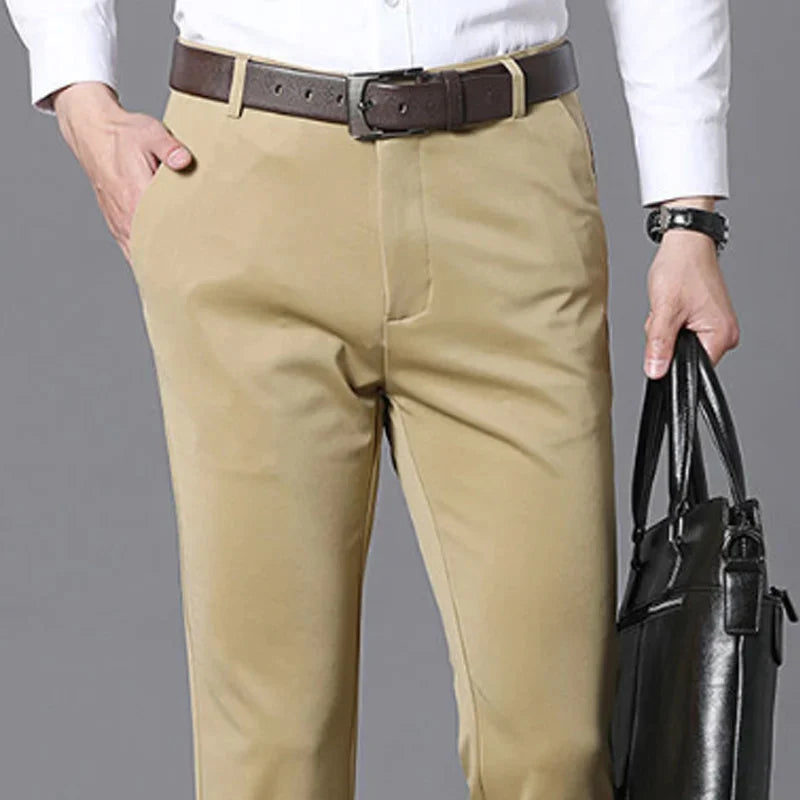 29-42 Men's Summer Thin Fashion Business Casual Suit Pants Long Pants Men's Elastic Straight Sleeve Formal Pants Plus Size 28-40