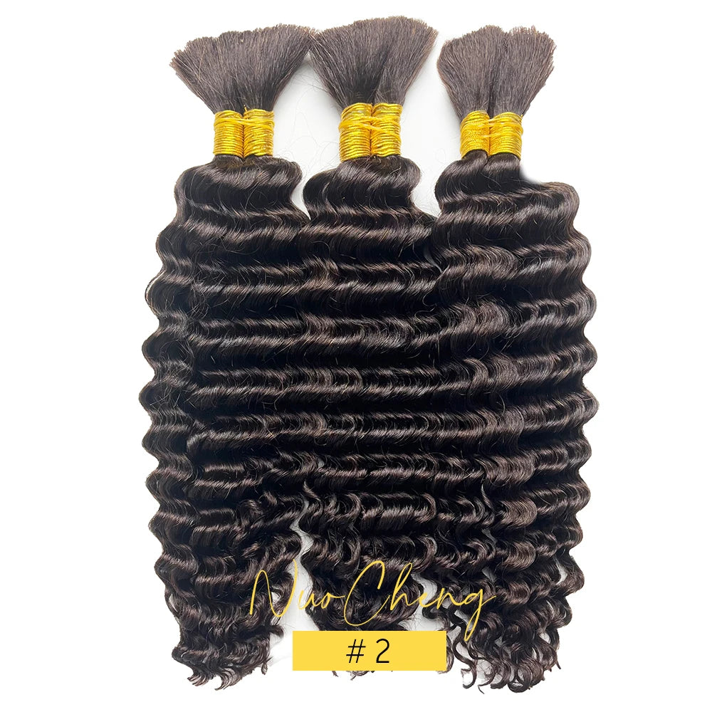 Bulk Human Hair Deep Wave For Braiding Deep Curly No Weft Brazilian Remy Hair Extensions 100 Grams Colored Grey/Ginger/Brown SuperFye 2 / 1Pcs/Lot / CHINA|24inches|100g SuperFye