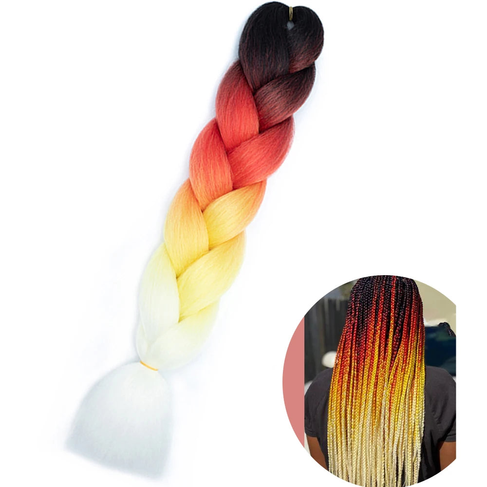 24" Synthetic Yaki Braids Hair kanekalon Ombre Braiding Hair Jumbo Braid Hair Extension For Women Hundreds of colors DIY Hair