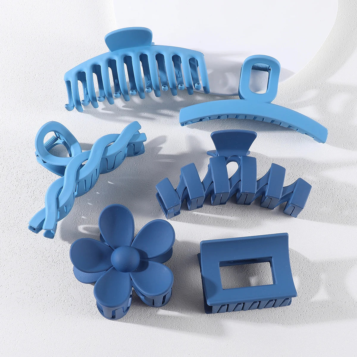 6Pcs Women Fashion Claw Clip Set Headwear Large Hair Claw Multiple Styles Korean For Girls Shark Clips Barrette Hair Accessories SuperFye blue set SuperFye