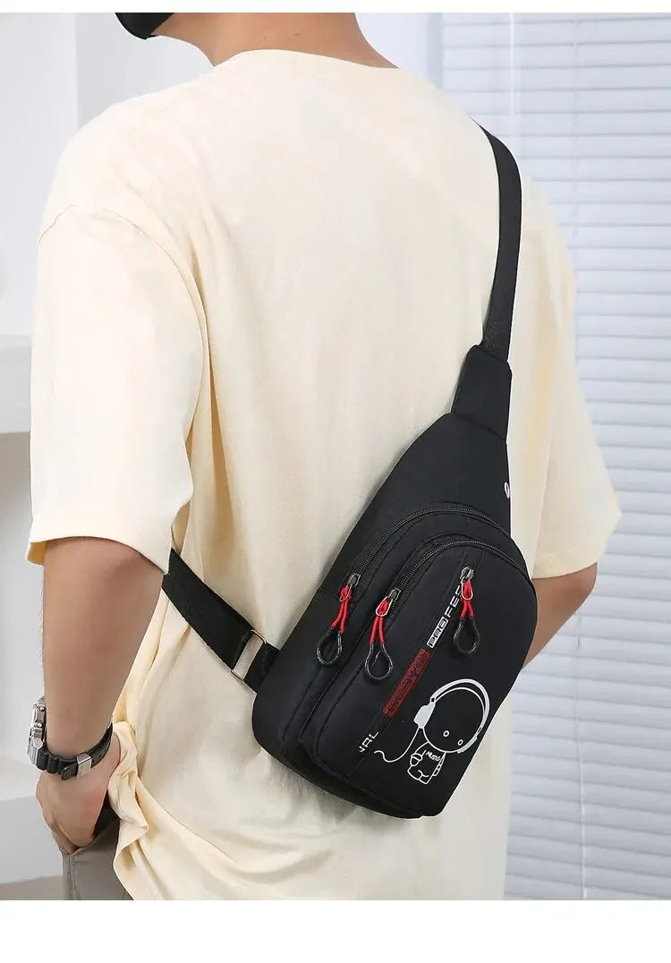 Men's Chest Bag 2024 New Casual Fashion Shoulder Bag Male Hand Crossbody Korean Cycling Backpack SuperFye Huise SuperFye