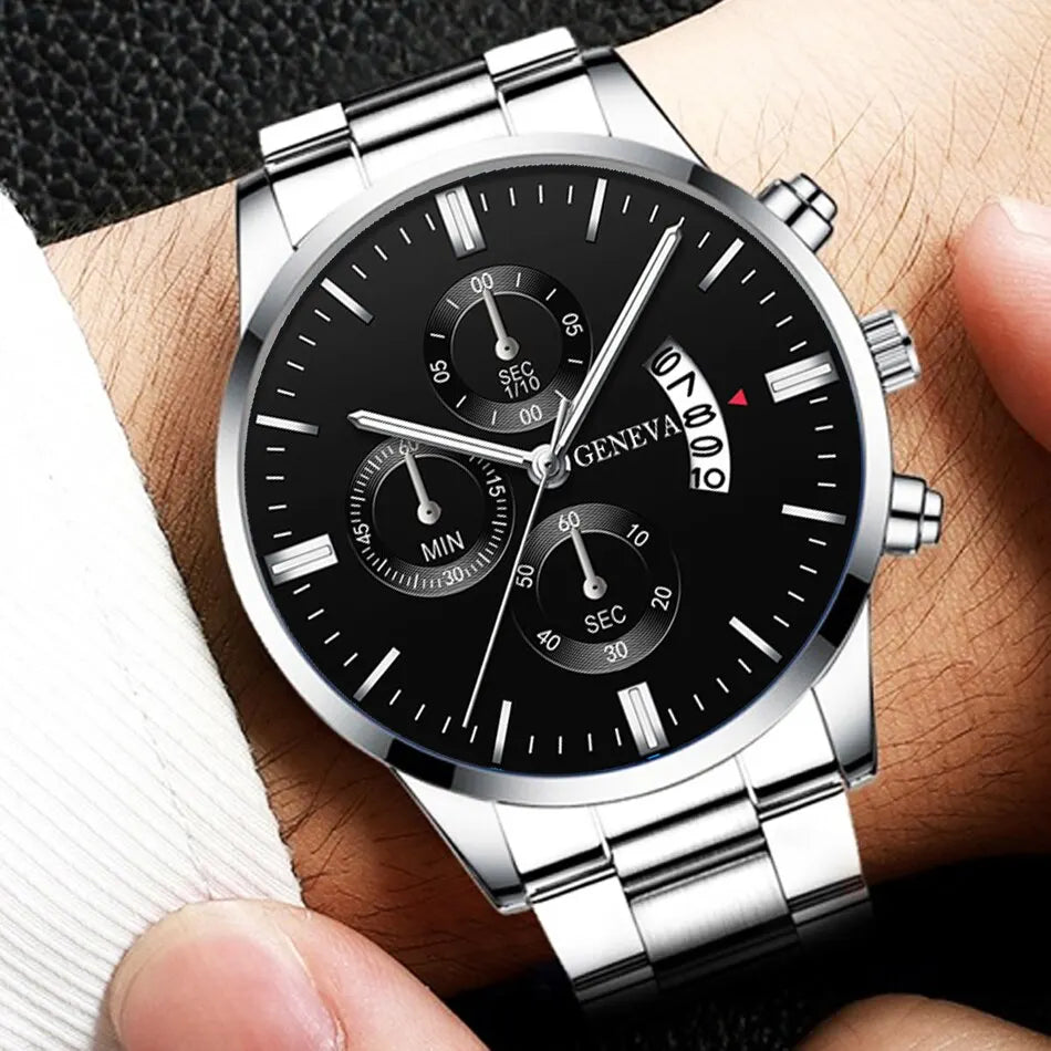 Fashion Men Stainless Steel Watch Luxury Calendar Quartz Wrist Watch Mens Business Watches for Man Clock Montre Homme SuperFye C SuperFye