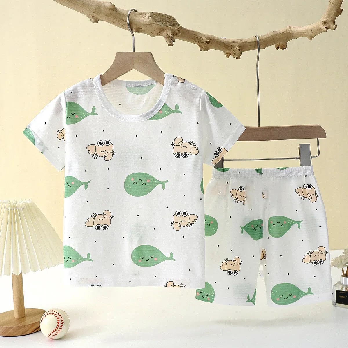 Children's Clothing Summer Short Sleeve Home Sleepwear Children Sets Kids Clothes Boy Girl T-shirt shorts Cotton Suit Baby SuperFye Style 2 / 9M SuperFye