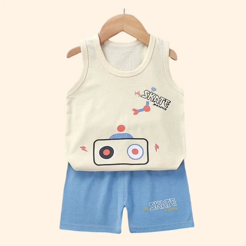 Children Sets Kids Clothes Boys Girls Vest Suit Summer Children's Clothing baby Cotton T-Shirts Shorts Tank Top Sleeveless SuperFye Style 1 / 9M SuperFye