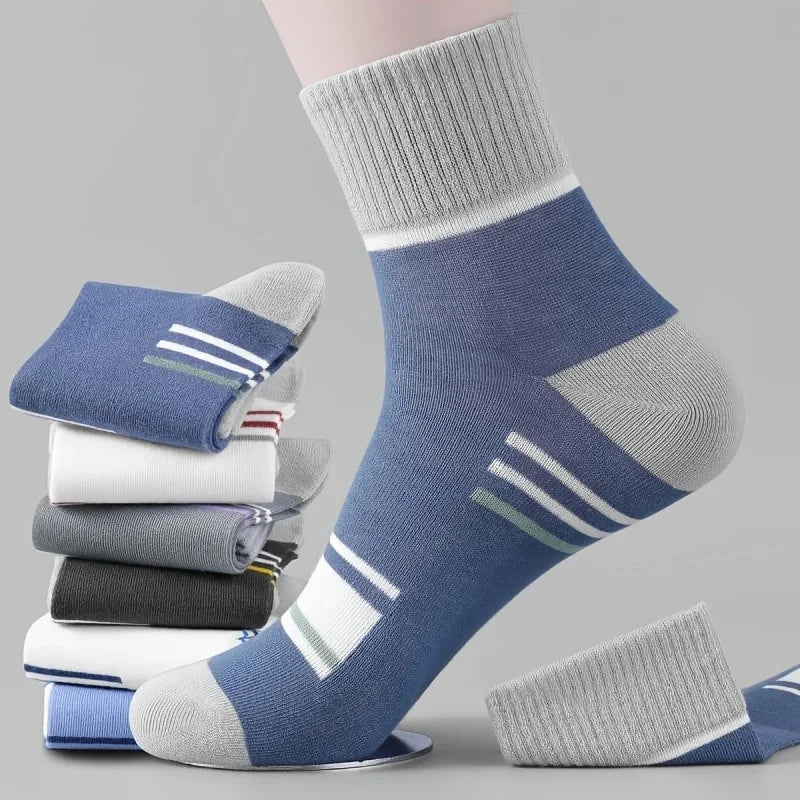 5pairs Men's Fashion Sports Socks, Striped Cotton Sweat Absorption Breathable Comfortable Ankle Socks SuperFye 5 pairs zt096-5 / EUR 35-43 SuperFye