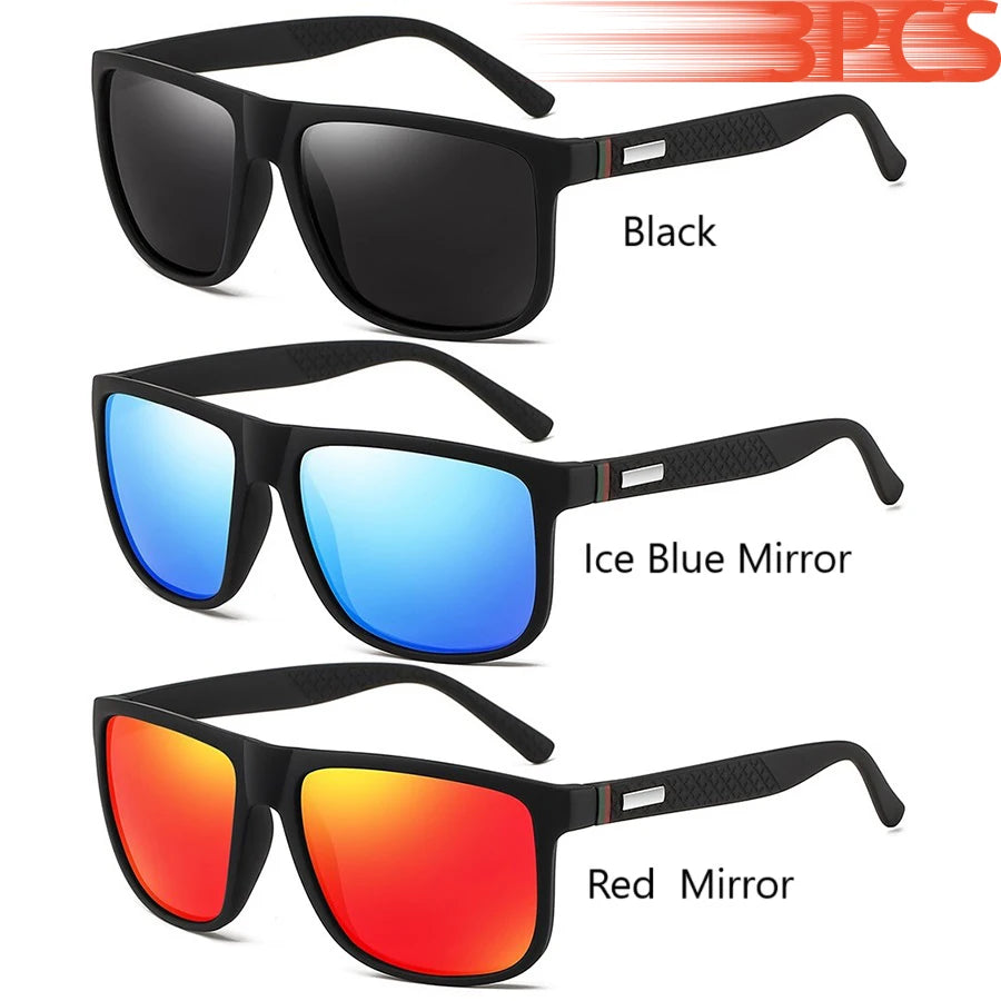 Fashion Vintage Square Sunglasses Men Women Luxury Brand Designer Men's Sun Glasses Driving Fishing UV400 Eyewear Man SuperFye Black-IceBlue-Red SuperFye