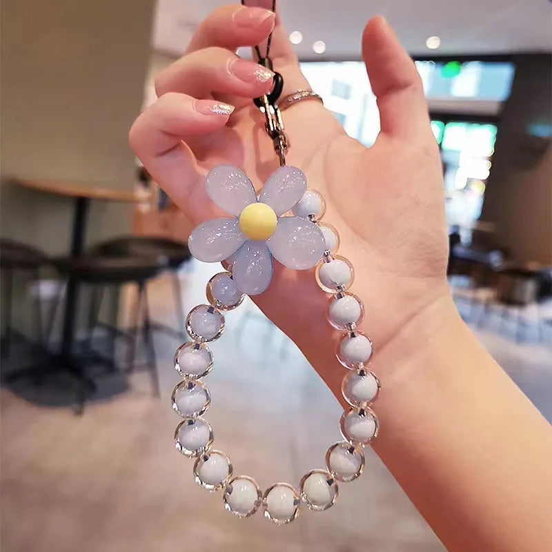 Phone Anti-lost Lanyard Key Short Wrist Pendant Colorful Macaron Round Bead Pendant Women's Hand-held Chain Mobile Phone Lanyard SuperFye 1 SuperFye