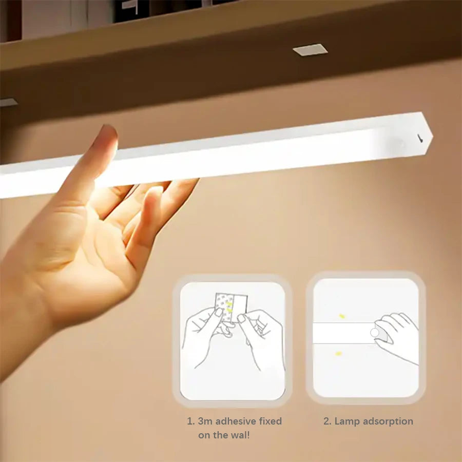 LED Motion Sensor Light Wireless LED Night Light Type C Rechargeable Light Cabinet Wardrobe Lamp Staircase Backlight For Kitchen SuperFye 30cm-21LED / Warm White SuperFye